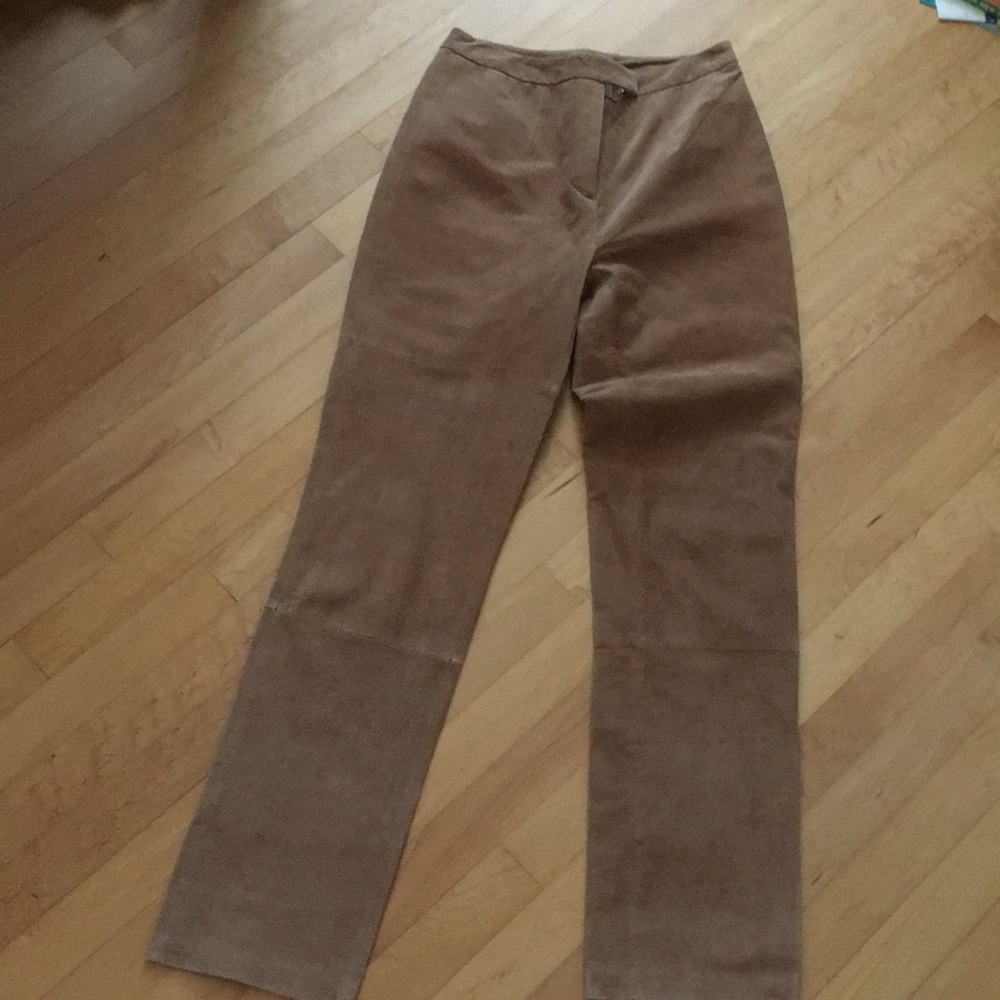 Genuine suede pants, tan, lined